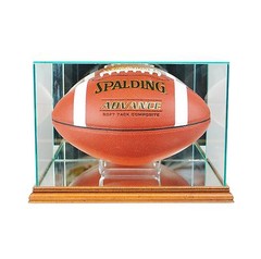New F/S Glass Rectangle Football Display Case UV Walnu Molding FREE SHIPPIN